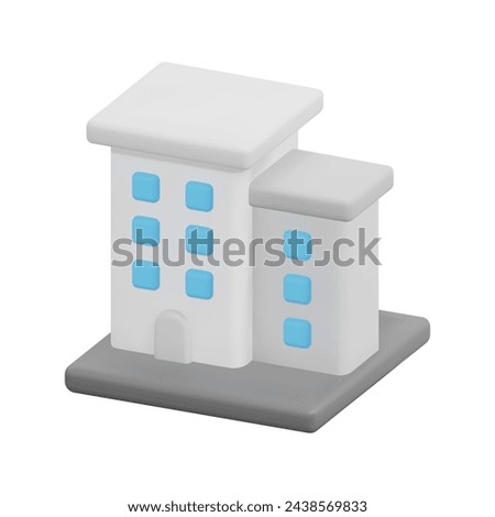 3d vector apartment icon. Isolated on white background. 3d vector building and architecture concept. Cartoon minimal style. 3d vector house icon render illustration.