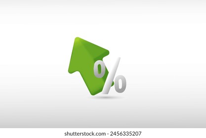 Vector 3d Arrow crecimiento mercado de valores con porcentaje, concepto de negocios y financiero. Eps 10 Vector.