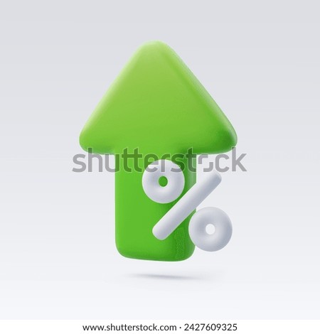 3d Vector Arrow growth stock market with percent, Financial investment, Business and financial concept. Eps 10 Vector.