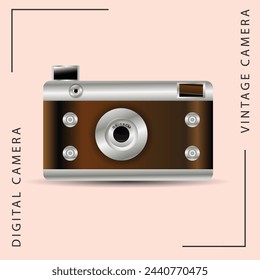 3d vector art old school digital camera in ancient style.