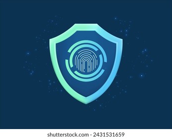 3D Vector Artificial intelligence data Identity protection shield symbols illustration design concept. Abstract Shield icon for cyber security, infographic, check, examine, audit, analyze, verify, web