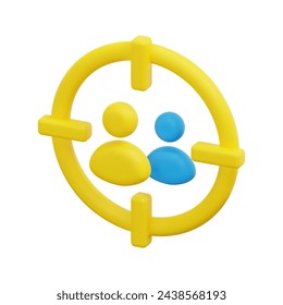 3d vector audience icon. Isolated on white background. 3d market research, business and marketing concept. Cartoon minimal style. 3d target group icon vector render illustration.