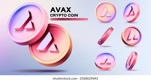 3D Vector AVAX Cryptocurrency Coins Set. Perspective Illustration about Crypto Coins