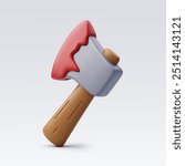 3d Vector Axe with blood, Happy halloween festival concept. Eps 10 Vector.