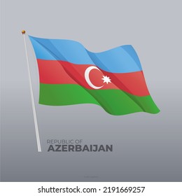 Vector 3D Bandera nacional de Azerbaiyán ondear ilustración
