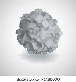 3D Vector Background of Circle made from square cubes