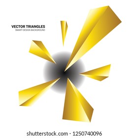 3d Vector background with gold Polygon shapes