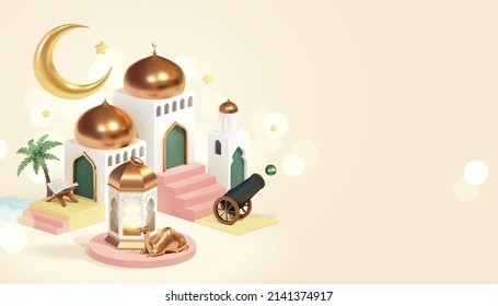 3D Vector Background Ramadan Kareem