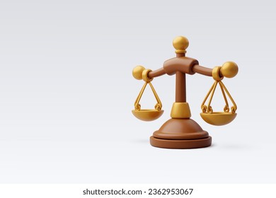 3d Vector Balance and justice, Scales of the law and fairness, Law concept. Eps 10 Vector.
