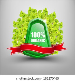 3D Vector Banner. 100% Organic