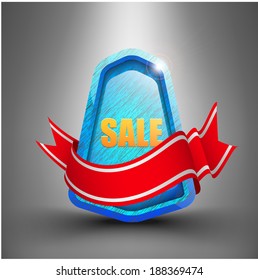 3D Vector Banner.Red Ribbon.Sale