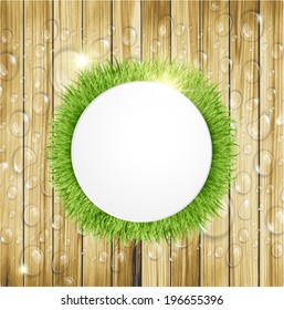 3D Vector Banner.Grass.Boards.Drops
