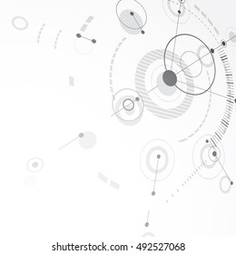 3d vector Bauhaus abstract blue background made with grid and overlapping simple geometric elements, circles and lines.