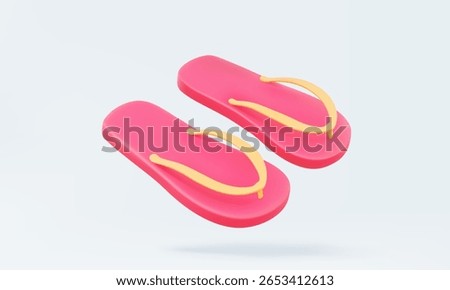 3D vector Beach pink sandals pair floating on isolated pastel background. Realistic flipflop fashion travel seaside Holiday outdoor Summertime tourism beachwear. Eps 10 vector. illustration