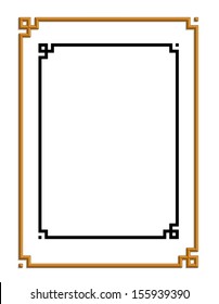 3D vector of beautiful golden frame chinese pattern for text and picture