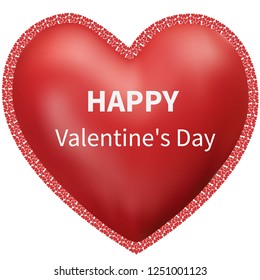 3d vector, beautiful heart. Happy Valentine's Day clipart, isolated on white.