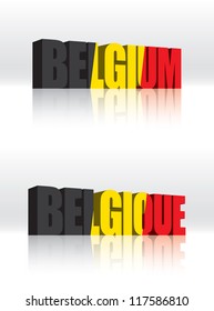 3D Vector Belgium (Belgique) Word Text Flag