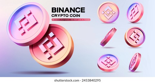 3D Vector Binance BNB Criptomonedas Conjunto. Perspectiva Ilustración sobre Criptomonedas