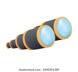 3d Vector Binoculars, Travel and camping adventure concept. Eps 10 Vector. Outdoor Adventure Icon, looking in the future, research concept. 3D icon