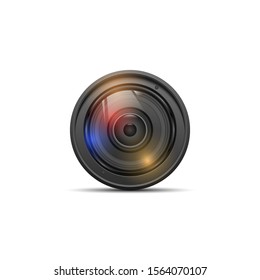 3D vector black camera photo lens on White back