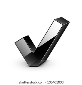 3D-Vektorgrafik mit schwarzem Glossar / OK / ja / überprüft / Einwahl-Symbol