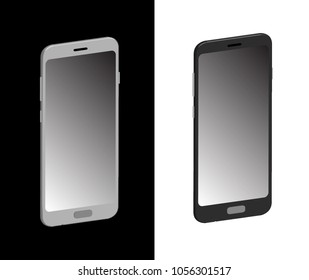 3D vector black and white mobile phone