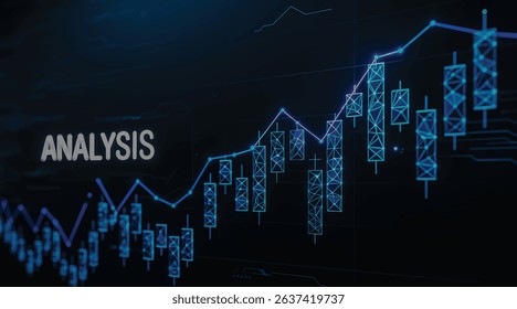 3D vector blue abstract illustration of business analysis