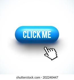 3D Vector Blue Button. Click Me.