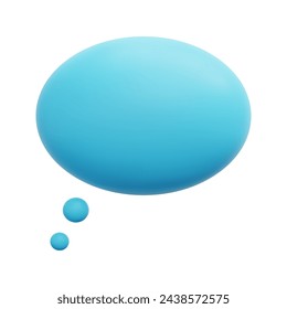3d vector blue cloud think bubble icon. Isolated on white background. 3d social media communication concept. Cartoon minimal style. 3d blue chat icon vector render illustration.