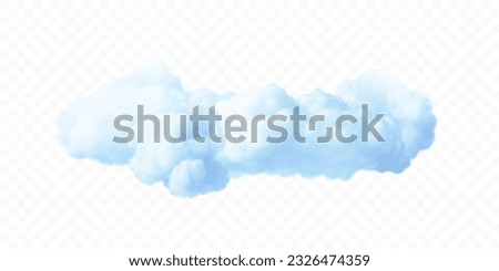 3d vector blue fluffy clouds. Design element. Realistic bright colorful sky isolated on transparent backdrop