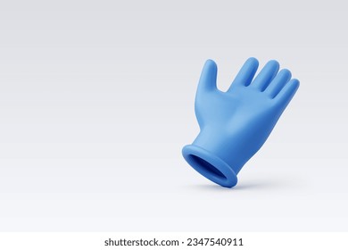 3d Vector Blue glove médico, Equipo médico personal de Protección, Atención de la salud y concepto médico. Vector Eps 10.