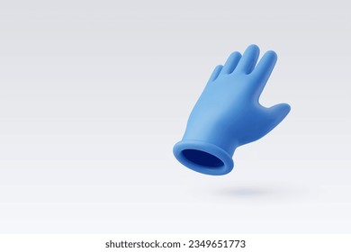 3d Vector Blue glove médico, Equipo médico personal de Protección, Atención de la salud y concepto médico. Vector Eps 10.