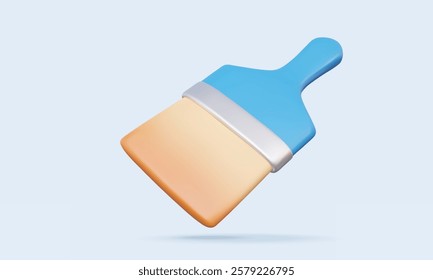 3D vector Blue paint brush icon creativity renovation tool House new repair decoration or Education learn graphic artwork Concept. on isolated on pastel background. Eps 10 vector. illustration.