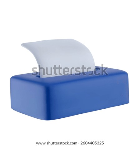 3d vector blue paper napkin box in realistic style. Element design for kitchen or bathroom. Modern illustration.