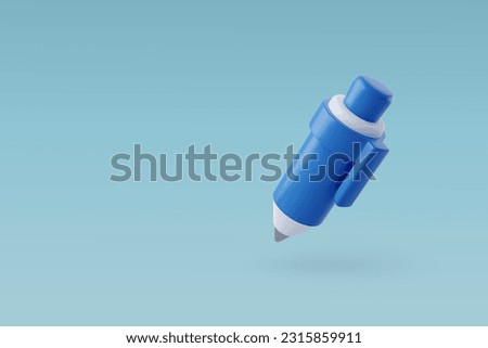 3d Vector Blue Pen, Ballpoint Pen, School and Education icon, Back to School concept. Eps 10 Vector.