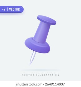 3D Vector Blue Push Pin Object