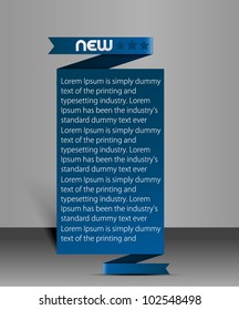 3d vector blue ribbon for your text.