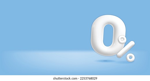 3d vector blue sale badge offer banner mockup with zero number percentage symbol design. Cartoon discount offer poster template for online shopping, digital promotion and advertisement. 