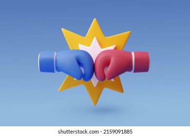 3d Vector Boxing with Red and Blue gloves, Sport and Game competition concept. Eps 10 Vector. - Shutterstock ID 2159091885