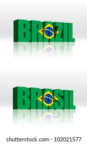 3D Vector Brazil (Brasil) Word Text Flag