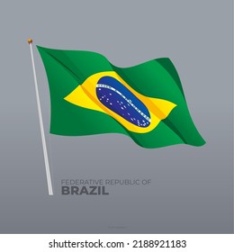 3d vector Brazil national waving flag