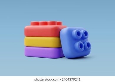 3d Vector Brick block toys, Advertising poster, Education and school element concept. Eps 10 Vector.