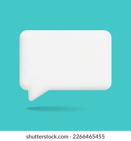 3d vector bubble box rectangle shape realistic render design. Chat speech bubble, message, talk, hello, social network communication concept.