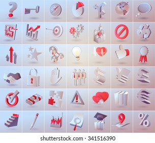 3d vector business icon set