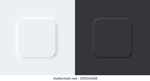 3D vector buttons neumorphic design. Geometric shapes:  square, 
rectangle black, dark, white background with light shadows. Web elements geometry modern trend tree-dimensional design.