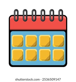 3D Vector Calendar Icon Flat clipart Modern, simple design isolated white background