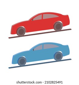 3D vector car icon with red and blue colors, best for your decoration property images