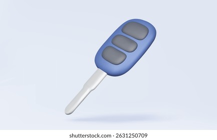 Icono de la llave del coche del Vector 3D en fondo pastel. Equipo sistema de alarma electrónica Botón de control remoto desbloquear protección de seguridad del automóvil automotriz Eps 10 Vector. ilustración de diseño