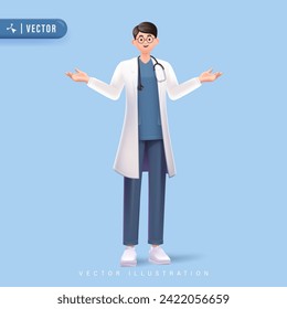 3d Vector cartoon doctor character illustration