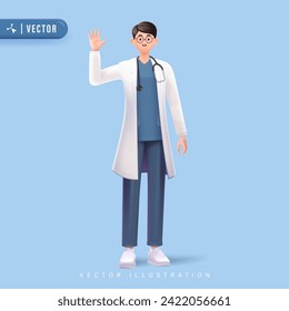 3d Vector cartoon doctor character illustration